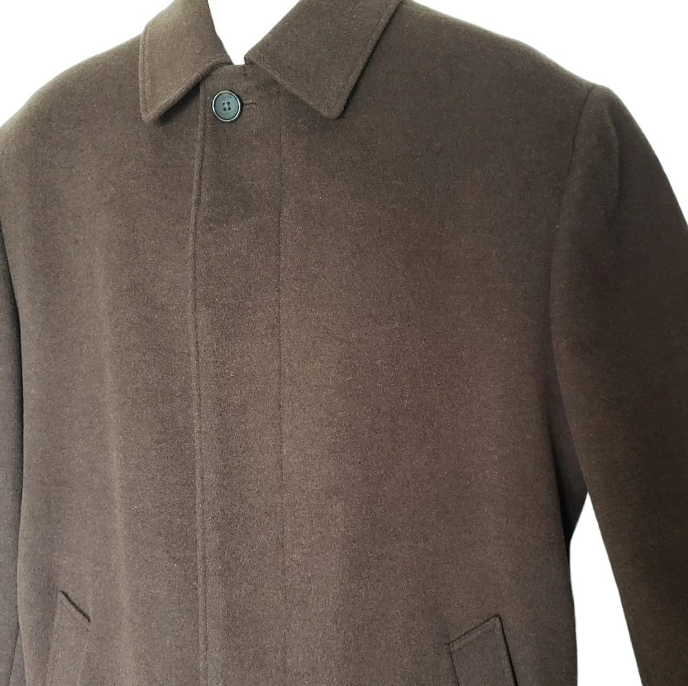 Pronto Uomo Overcoat Mens Size 40 S Brown Wool Button Front Classic Professional